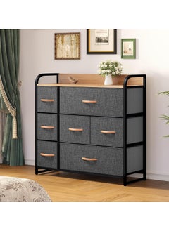 Chulovs Dresser with 7 Drawers - Fabric Storage Tower, Organizer Unit for Bedroom, Living Room, Hallway, Entryway, Closets - Sturdy Steel Frame, Wooden Top & Easy Pull Fabric Bins  - Image 4