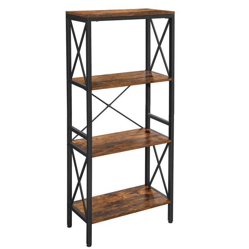 VASAGLE VASAGLE DAINTREE Bookshelf Kitchen Shelf Free Standing Shelf Ladder Rack with 4 Open Shelves for Kitchen Office Stable Steel Frame 