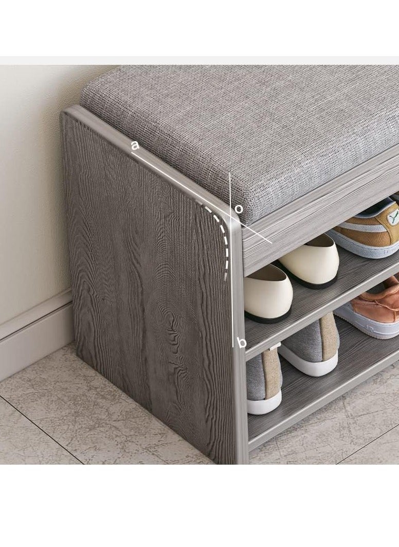 JOMILA Multi functional shoe bench entryway bench household shoe rack with seating three-layer flip cover design entryway long bench with shoe cabinet all-in-one shoe cabinet bench Grey  - Image 2