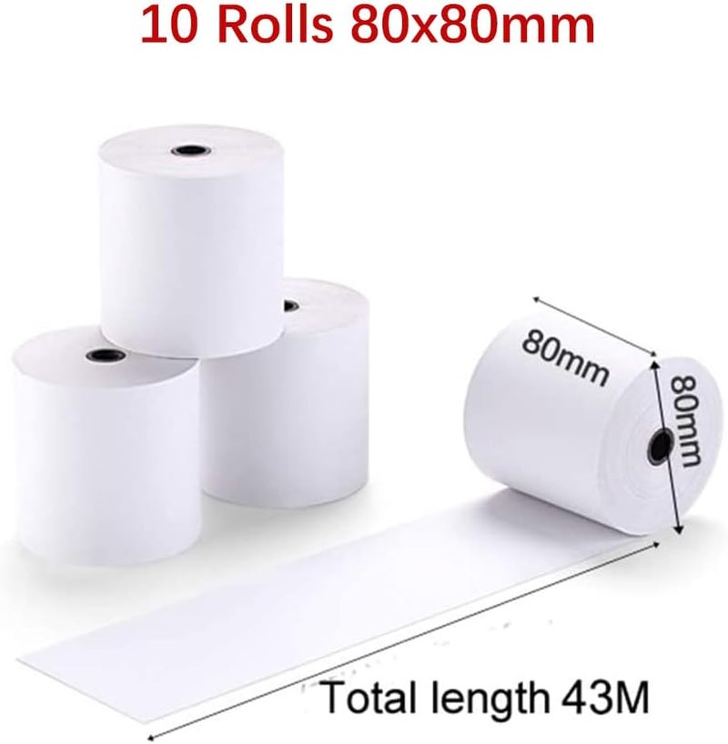 إي سي في في ورق طباعة الإيصالات الحرارية 80 × 80 مم، 10 لفات، مناسب لطوابير البنوك والمستشفيات والفنادق والمطاعم والمتاجر الكبرى ومتاجر التجزئة - Image 2
