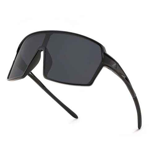 Karsaer Sports Sunglasses,Baseball UV Protected Sunglasses Softball Cycling Glasses For Women Men E1206, Black,65 - Image 1