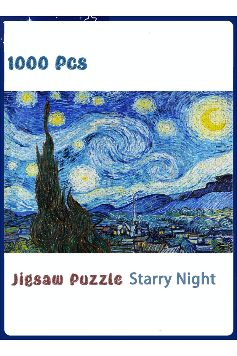 1000-Piece Jigsaw Puzzle, Starry Night Scene Jigsaw Puzzle, DIY Toys for Creative Gift Home Decor, Challenging Mini Jigsaw Puzzle with Micro Pieces, Educational and Decompression Activity  for Adults & Teens - Image 1