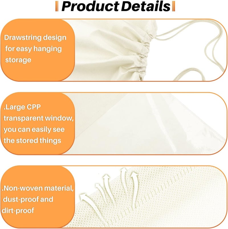 Shappy 12 Pcs Dustproof Drawstring Bags Purse Dust Storage Bags for Handbags Covers Non Woven Fabric Cloth Pouch String Packing Organizer Shoe Pouch(Assorted Sizes,Beige) - Image 3