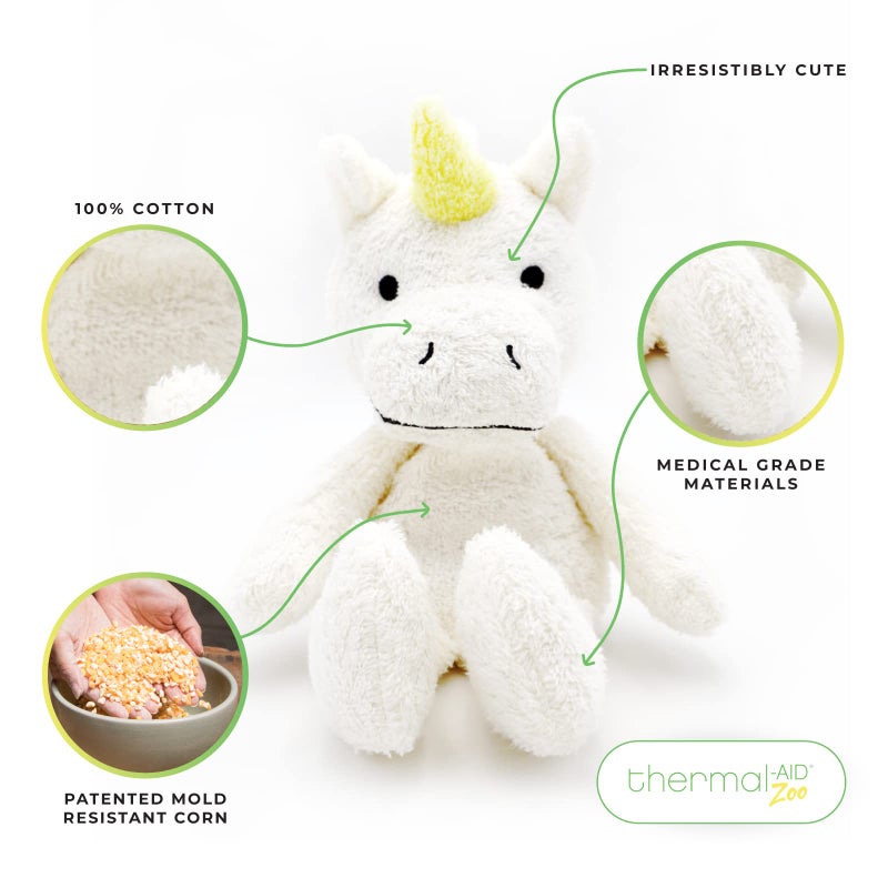 Thermal-Aid Thermal-Aid Zoo - Mini Microwavable Stuffed Animal - Plush Toy and Hot Cold Pack - Juno The Unicorn - 3.15 x 2.6 x 9.3 in  - Image 2