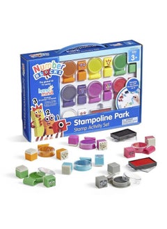 hand2mind Numberblocks Stampoline Park Stamp Activity Set 20 Kids Stamps 12 Washable Ink Pads Number Toys Toddler Arts And Crafts Math Teaching Stamps For Kids Preschool Learning Activities  - Image 1