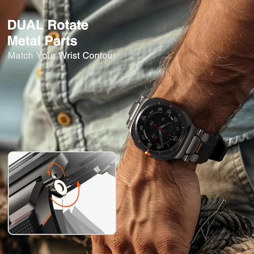 ULTIMAL Watch Band for Samsung Galaxy Watch Ultra 47mm 20252024 Compatible with Samsung Watch Strap Bands for Men Sport Bands for Watch Rugged Premium TPU Metal BlackGrey - Image 3