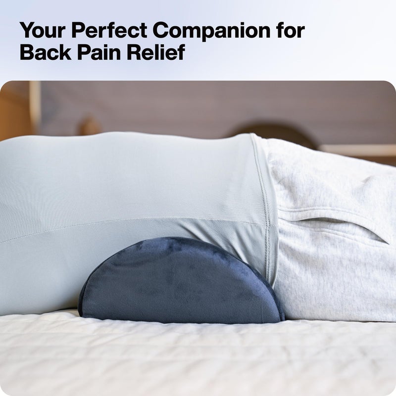 FOVERA Contoured Lumbar Pillow for Sleeping Back Pain, Nerve Pain, Pregnancy, and Hip Pain Relief - Orthopedic Memory Foam with Breathable and Washable Cover (Velvet Dark Grey) - Image 5