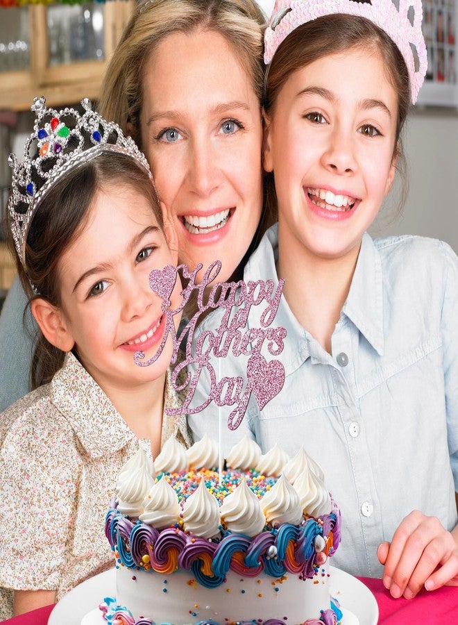 Chewarelly 1 Pack Happy Mother’s Day Cake Toppers Set, Glitter Cake Bunting Decor Best Mom Ever Love Mother Cake Picks Party Decorations Supplies(Pink) - Image 5