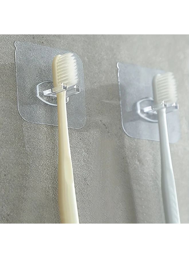 4Pcs Transparent Plastic Toothbrush Holder Wall Mounted No Drill Bathroom Storage - Image 1