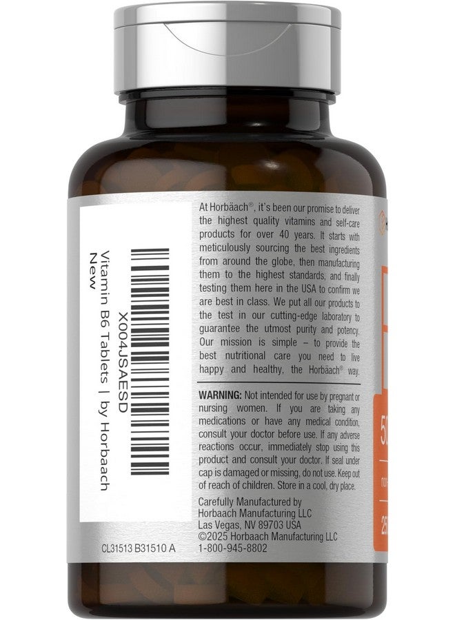Horbäach B6 Vitamin 50mg | 250 Tablets | Non-GMO & Gluten Free Supplement - Image 3