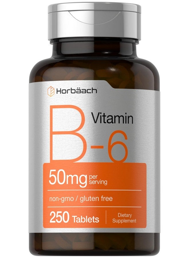 Horbäach B6 Vitamin 50mg | 250 Tablets | Non-GMO & Gluten Free Supplement - Image 1