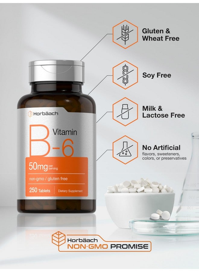 Horbäach B6 Vitamin 50mg | 250 Tablets | Non-GMO & Gluten Free Supplement - Image 5