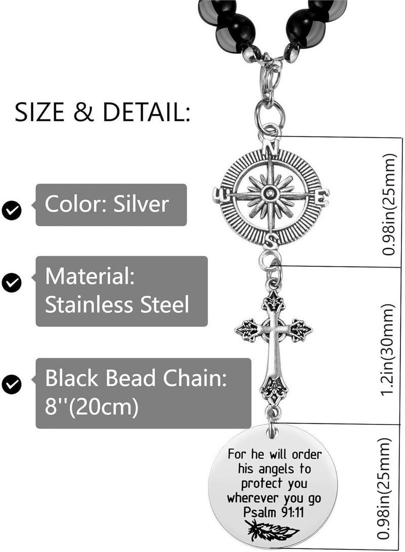 Cross Car Charm, for He Will Order His Angels to Protect You Wherever You Will Go, Rear View Mirror Car Charm, Psalm 91:11, Bible Verse, Religious Gifts for Women - Image 3