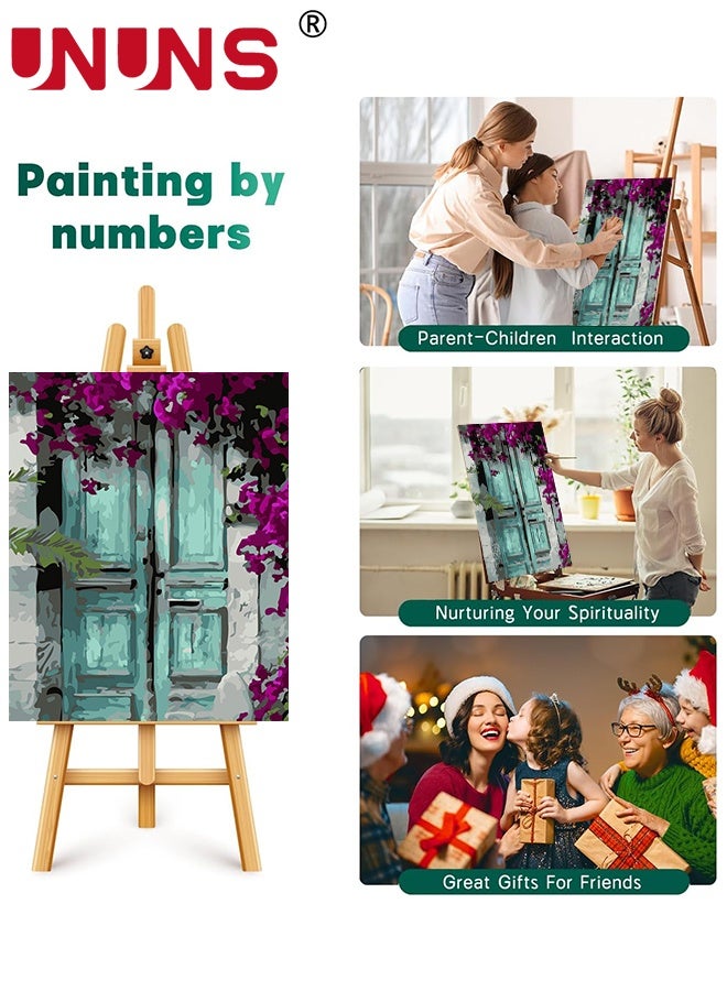 UNUNS Paint by Numbers for Adults,Green Door with Flower,Easy Adult Paint by Number Kits,DIY Acrylic Paint Kits Home Decor,40x50cm - Image 4