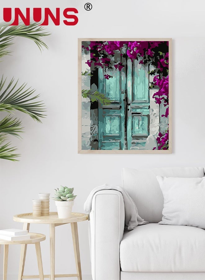 UNUNS Paint by Numbers for Adults,Green Door with Flower,Easy Adult Paint by Number Kits,DIY Acrylic Paint Kits Home Decor,40x50cm - Image 2