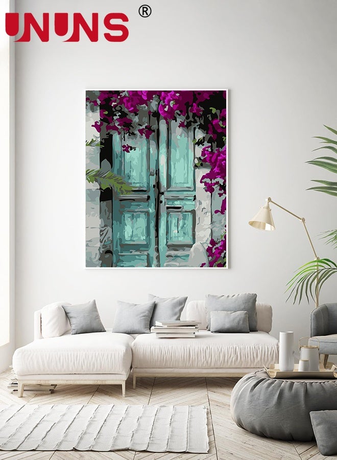 UNUNS Paint by Numbers for Adults,Green Door with Flower,Easy Adult Paint by Number Kits,DIY Acrylic Paint Kits Home Decor,40x50cm - Image 5