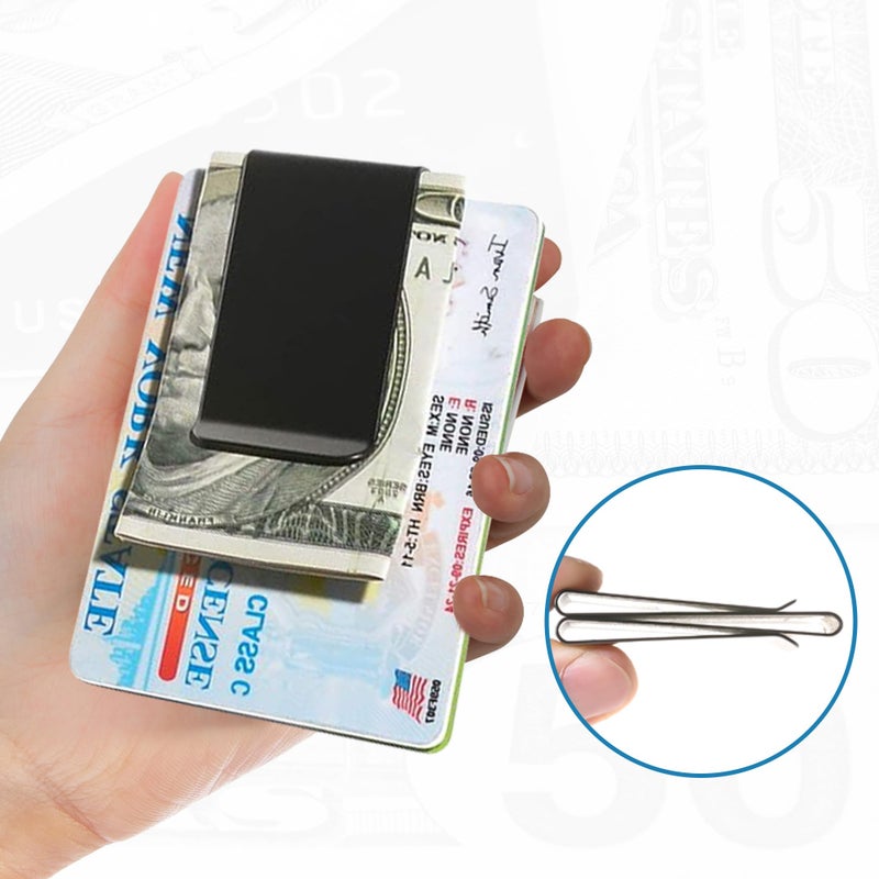 CKLT Money Clip, Cash Clip, Minimalist Wallet Slim Wallet Credit Business Card Holder, Stainless Steel, Sleek & Secure Credit Card Holder for School, Work and Daily Life Use, Ideal Men's Boy's Gift  - Image 2