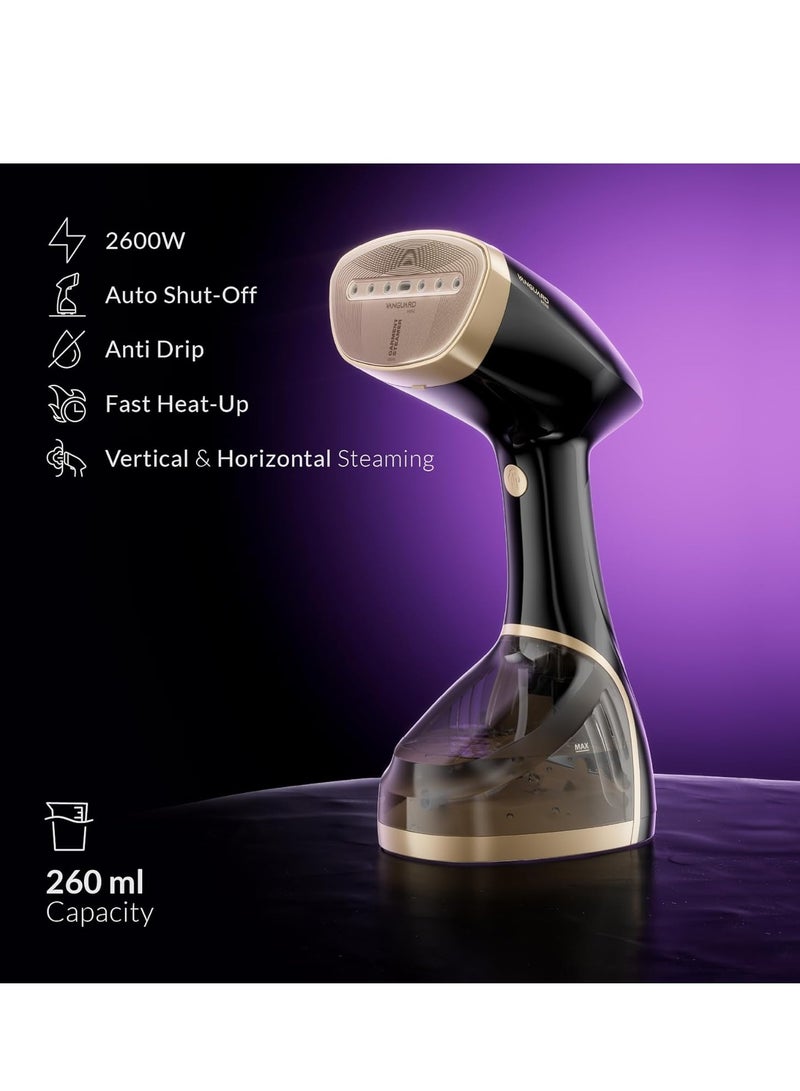 Feller Germany Vanguard Series Handheld Garment and Travel Steamer, 2000W, Prime Gold Ceramic Sole Plate with Auto Shut Off, Anti Drip, 25G/min Steam Rate, GS200, (Gold) - Image 2