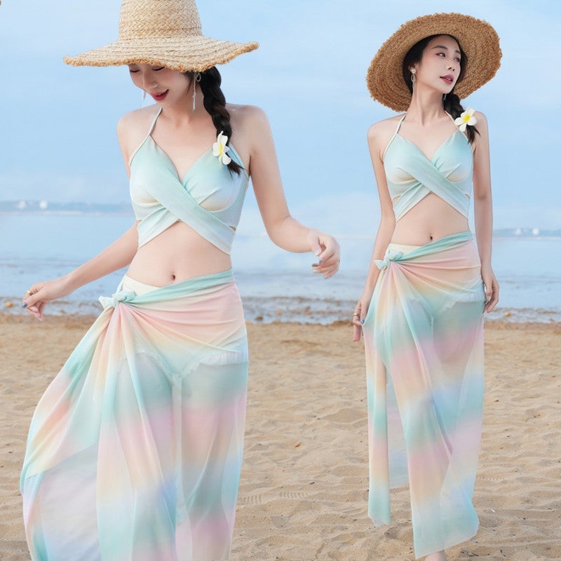 Women's Bikini Swimsuit Set with Sun Protection, Beachwear for Hot Springs and  Vacation