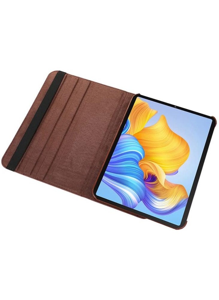 Compatible with Honor Pad X8a 11 inch (2024) Tablet PU Leather Cover Sleep Wake Function 360 Rotating Stand Protective Shell For Honor Pad X8a 11" (Brown)