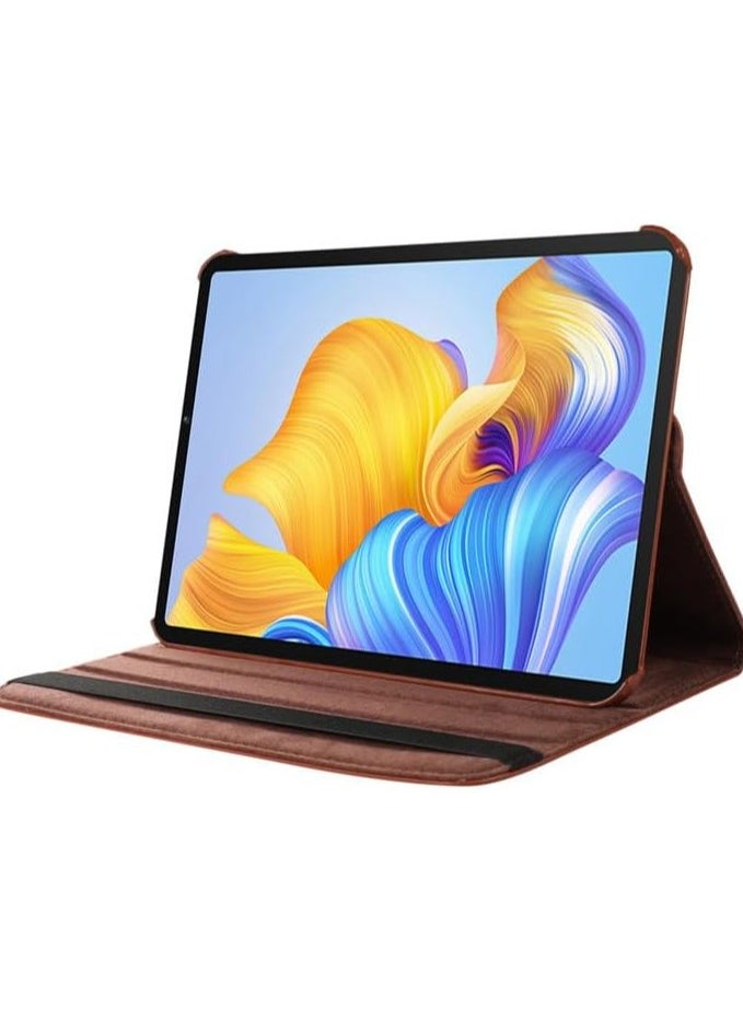 Compatible with Honor Pad X8a 11 inch (2024) Tablet PU Leather Cover Sleep Wake Function 360 Rotating Stand Protective Shell For Honor Pad X8a 11" (Brown)