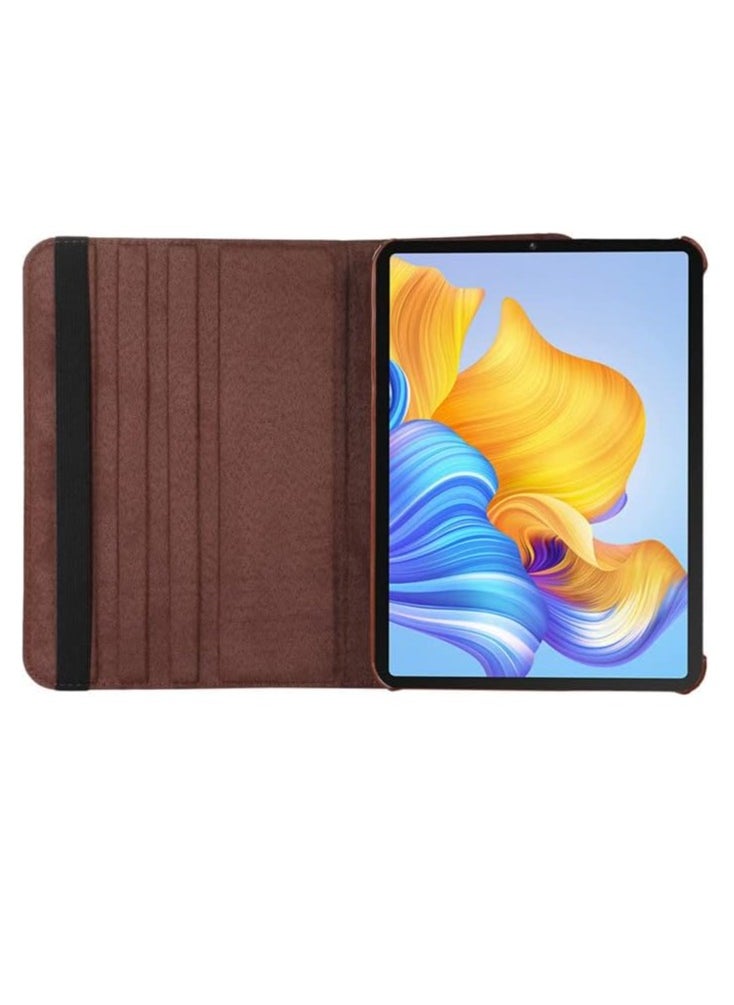 Compatible with Honor Pad X8a 11 inch (2024) Tablet PU Leather Cover Sleep Wake Function 360 Rotating Stand Protective Shell For Honor Pad X8a 11" (Brown)