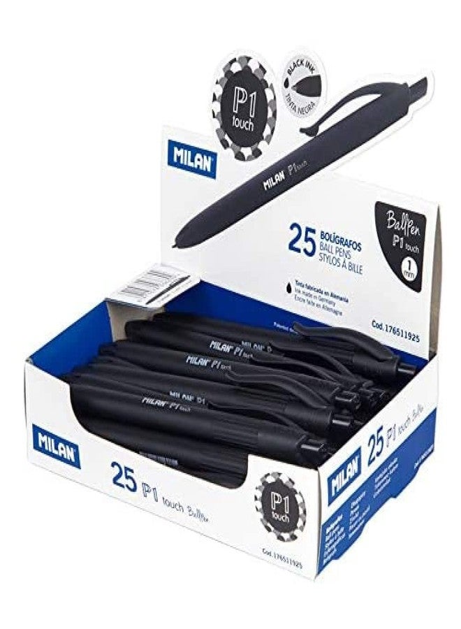 Milan P1 Touch Ball Point Pen, Box of 25, Black