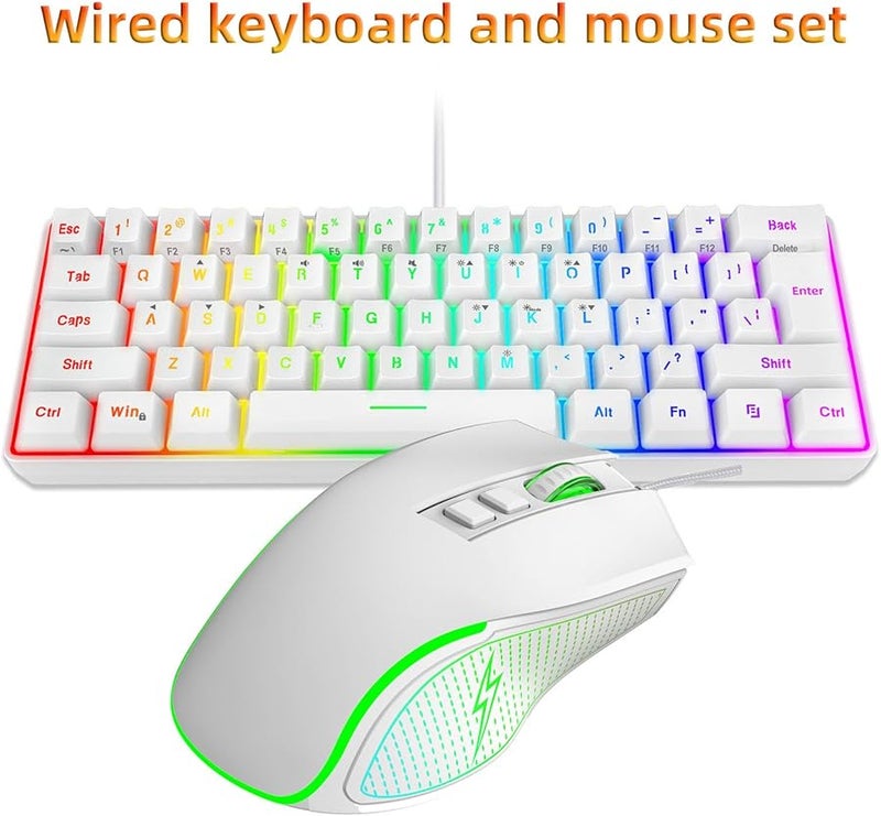 Fockety RGB Backlit Wired Gaming Keyboard Mouse Combo with Mousepad White Set - Image 3