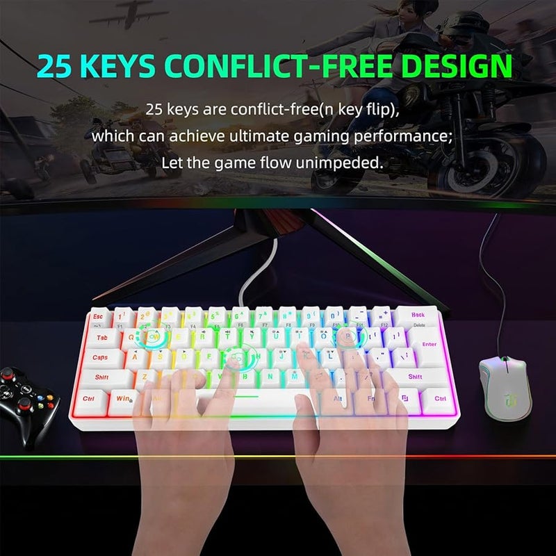 Fockety RGB Backlit Wired Gaming Keyboard Mouse Combo with Mousepad White Set - Image 4