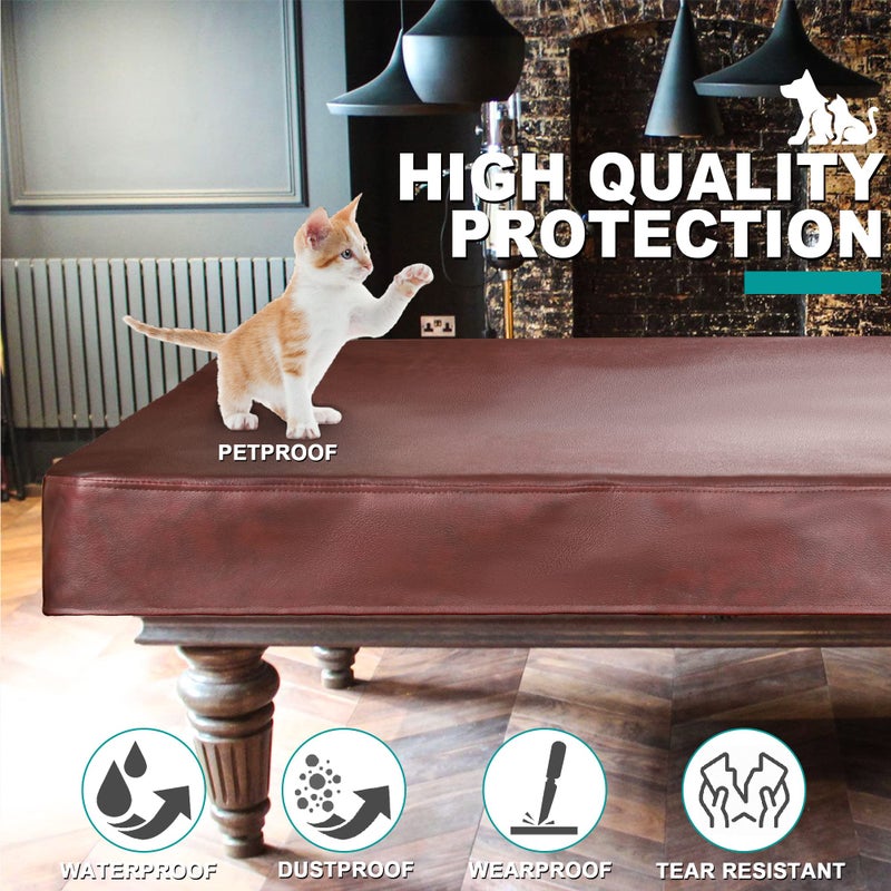 Shieldo Pool Table Cover,Heavy Duty Leatherette Billiard Pool Table Covers,Waterproof&Tearproof Cover for Pool Table,7/8/9 Foot Fitted(8FT/Brown) - Image 4