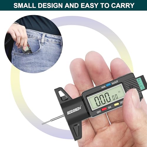 GODESON Tire Tread Depth Gauge, Digital Tire Tread Depth Gauge with 3 Modes-Fractional Inch, Decimal Inch and Millimeter, Tire Depth Gauge for Motorcycles, Cars, SUV, Easy to Read Tread Depth Gauge - Image 3