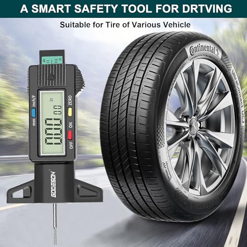 GODESON Tire Tread Depth Gauge, Digital Tire Tread Depth Gauge with 3 Modes-Fractional Inch, Decimal Inch and Millimeter, Tire Depth Gauge for Motorcycles, Cars, SUV, Easy to Read Tread Depth Gauge - Image 5