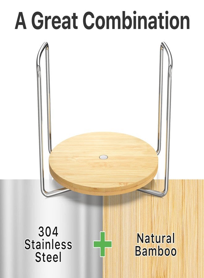 Wisuce Dish Racks for Kitchen Countertop Organizer - Bamboo Plate Holder Adjustable Size | Stainless Steel 304 Portable Handle for Kitchen Drawer Countertop Cupboard Shelf (Small 2 Pack) - Image 2