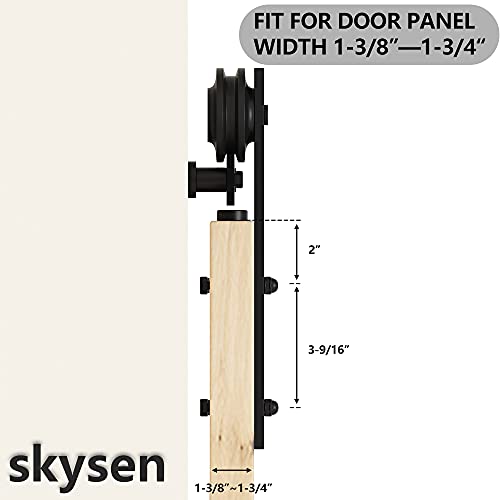 skysen Sliding Barn Door Hardware Roller Set Black (I Shape Hanger Set) - Image 5