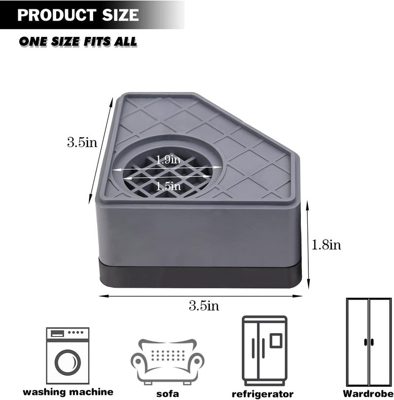 Sakolla Anti Vibration Pads for Washing Machine - Washer and Dryer Pedestals High Hard Wearing Square Rubber Foot Pads, Noise Cancelling and Shock Support Protects Pedestals (4 Pcs) - Image 2