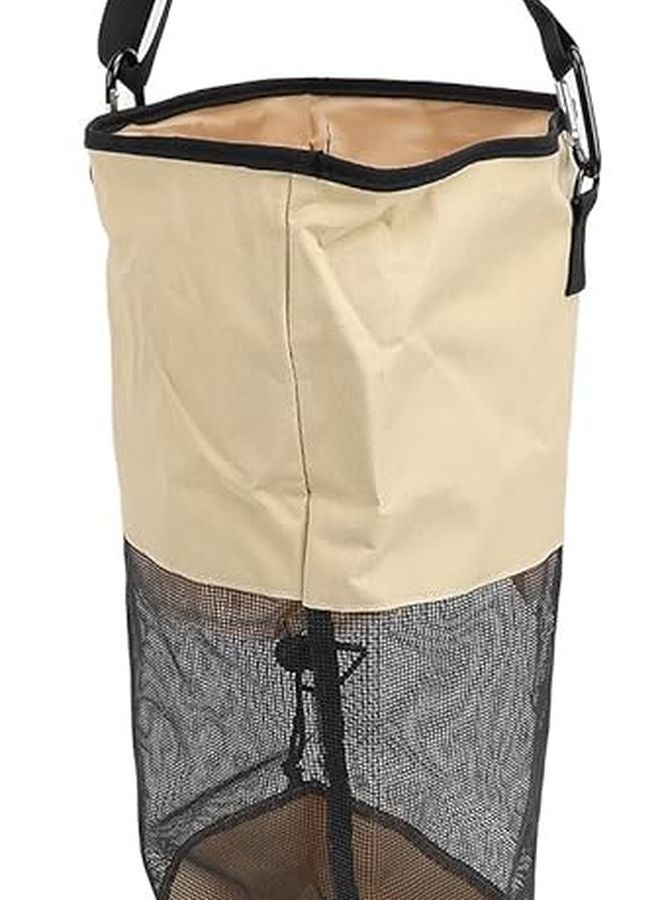 Khaki Reusable Nylon Mesh Trash Bag With Hanging Straps For Fishing Camping Outdoor - Image 2