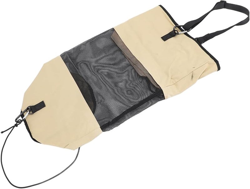Khaki Reusable Nylon Mesh Trash Bag With Hanging Straps For Fishing Camping Outdoor - Image 3