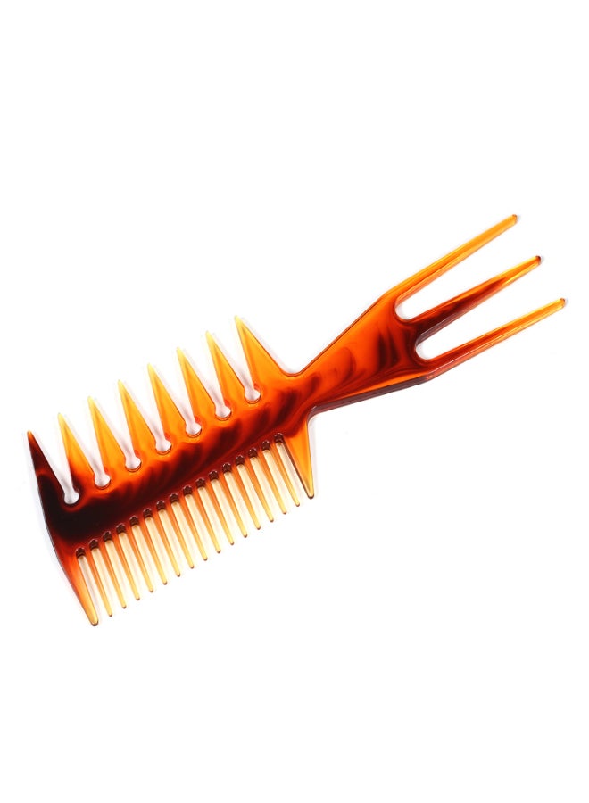 Bluezoo Three-sided Hair Comb Amber Color Insert Afro Hair Pick Comb Wide Tooth Oil Slick Hair Styling Tool - Image 5