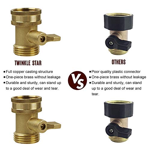 Twinkle Star Water Hose Shut Off Valve, 2 Pack Heavy Duty 3/4 Inch Solid Brass Garden Hose Connector, TWIS3003 - Image 3