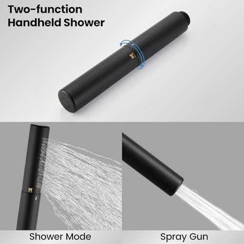 Airuida Shower Fixtures 2 Functions Shower Faucet Set Wall Mounted for Bathroom High Pressure Brass Handheld Shower with Rough-in Valve Round Rainfall 10 Inch Shower Head Matte Black - Image 5