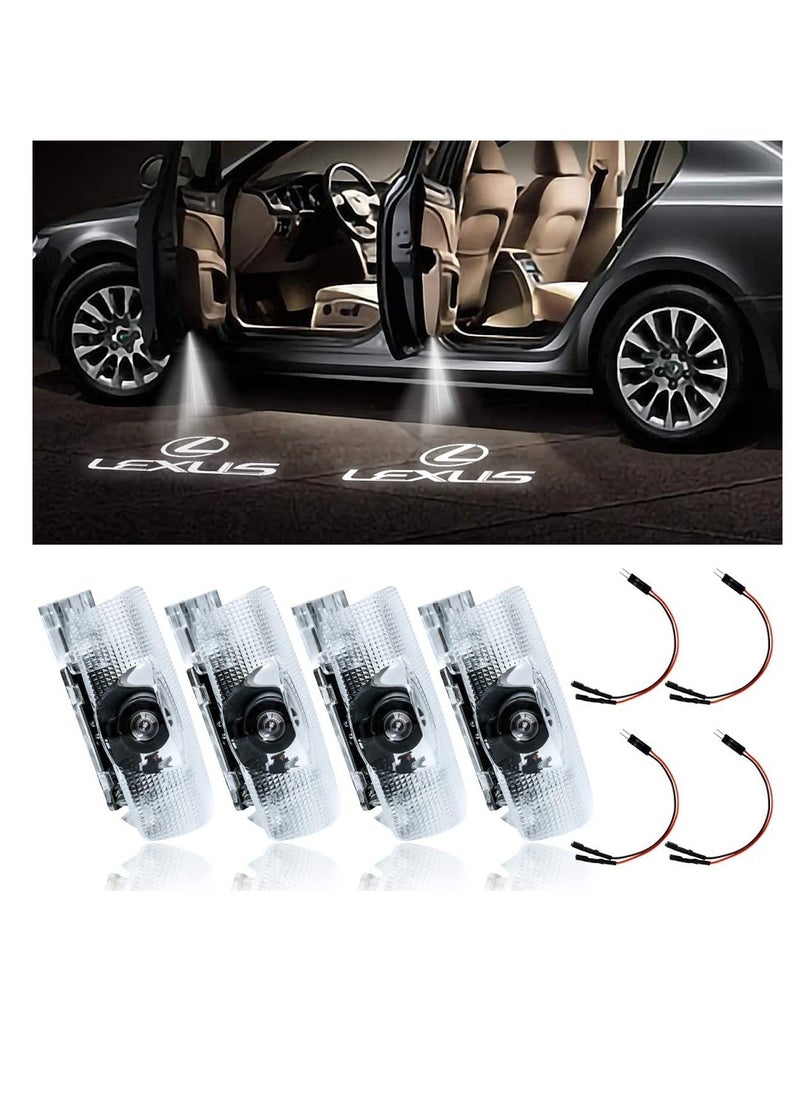 Generic 4 Pack LED Car Door Logo Light Projector for Lexus, Welcome Laser Lights Car Door Courtesy Lights 3D Logo Door Lights White LED Projector Lamps for RXESGXLSLXISGSRCUX Series Lexus Door Light  - Image 1