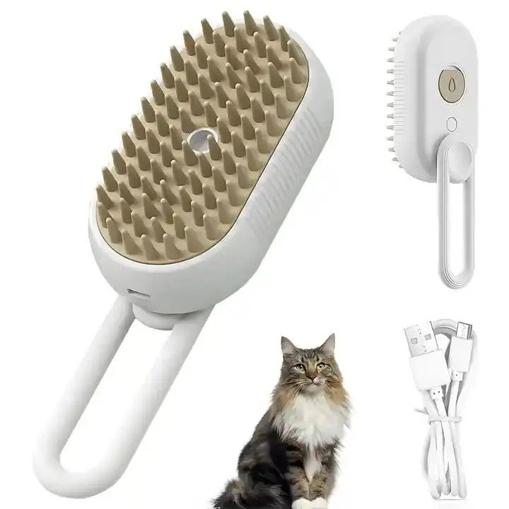 Y&D 3-in-1 Steamy Cat Brush: Silicone Pet Steaming Brush for Grooming, Massage & Hair Removal - Self Cleaning Dog Brush - Image 2