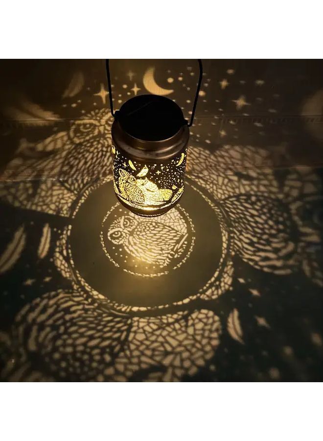 فانوس شمسي للخارج، ضوء معلق، بومة معدنية، ضوء دافئ، ديكور حديقة وفناء - Image 2