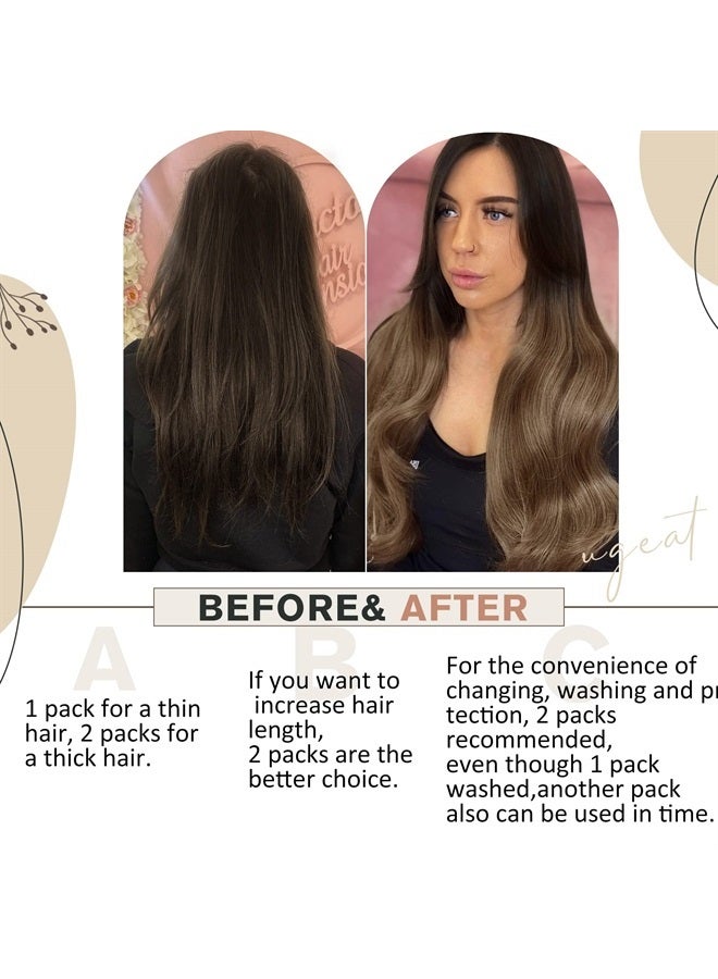 Ugeat Remy Hair Extensions Clip in Human Hair 20 Inch Balayage Brown to Blonde Clip in Human Hair Extensions #2/6/12 Double Weft Clip in Hair Extensions 120 Grams Human Hair Clip in Extensions - Image 4