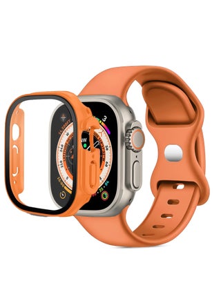 Band with Case For Apple Watch Ultra/Ultra 2 49mm,Adjustable Silicone Sport Wristband Replacement, Strap With Cover Built-in Glass Screen Protector for iWatch Ultra 49 mm - pzsku/Z38E611CA9A6210C74F4BZ/45/_/1722465482/c7967e84-d879-4331-8e83-9c6562f9a8ab