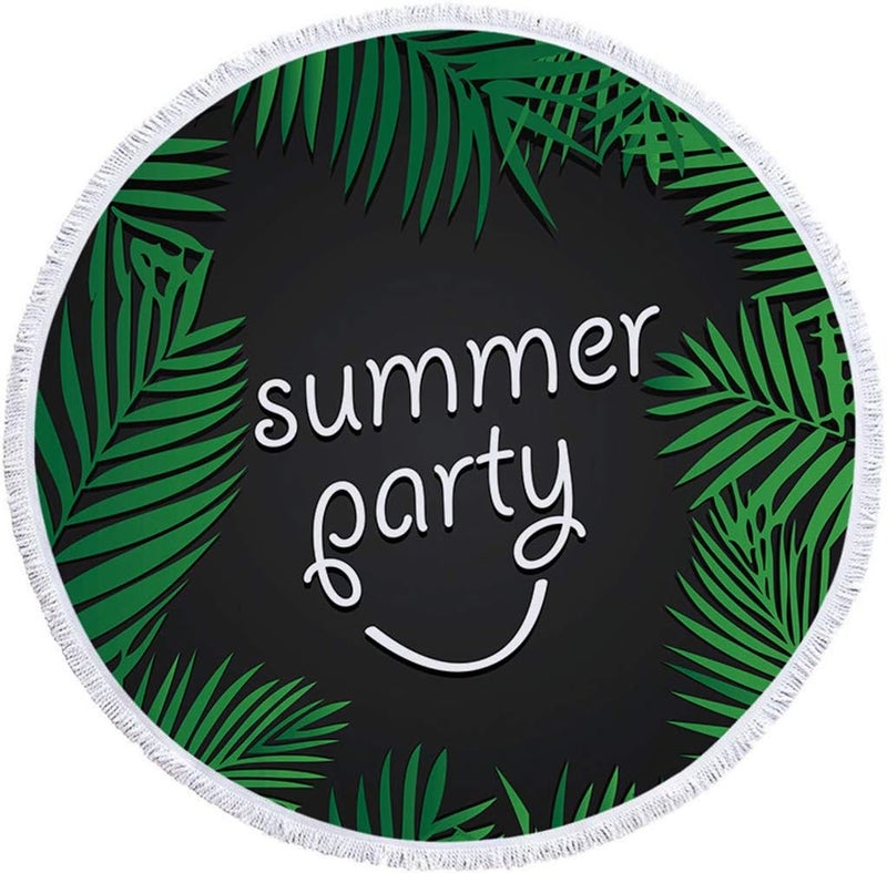 klarako Round Beach Towel Blanket, Quick Dry Beach Towel 2020 Summer Fashion Elements Beach Towels with Tassels Ultra Soft Super Water Absorbent Beach Throw60 X 60 Inch - Image 2