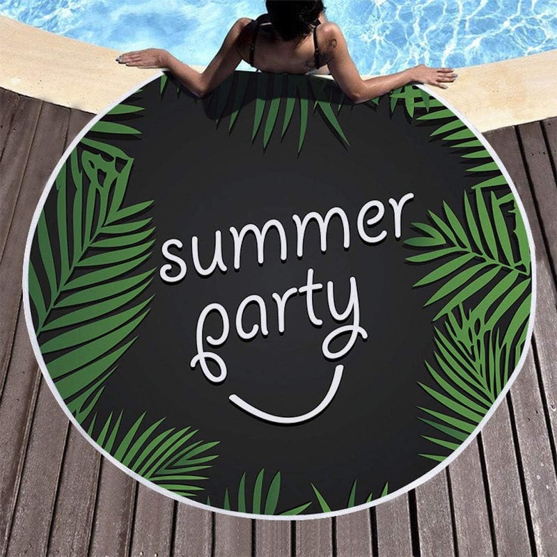 klarako Round Beach Towel Blanket, Quick Dry Beach Towel 2020 Summer Fashion Elements Beach Towels with Tassels Ultra Soft Super Water Absorbent Beach Throw60 X 60 Inch - Image 1