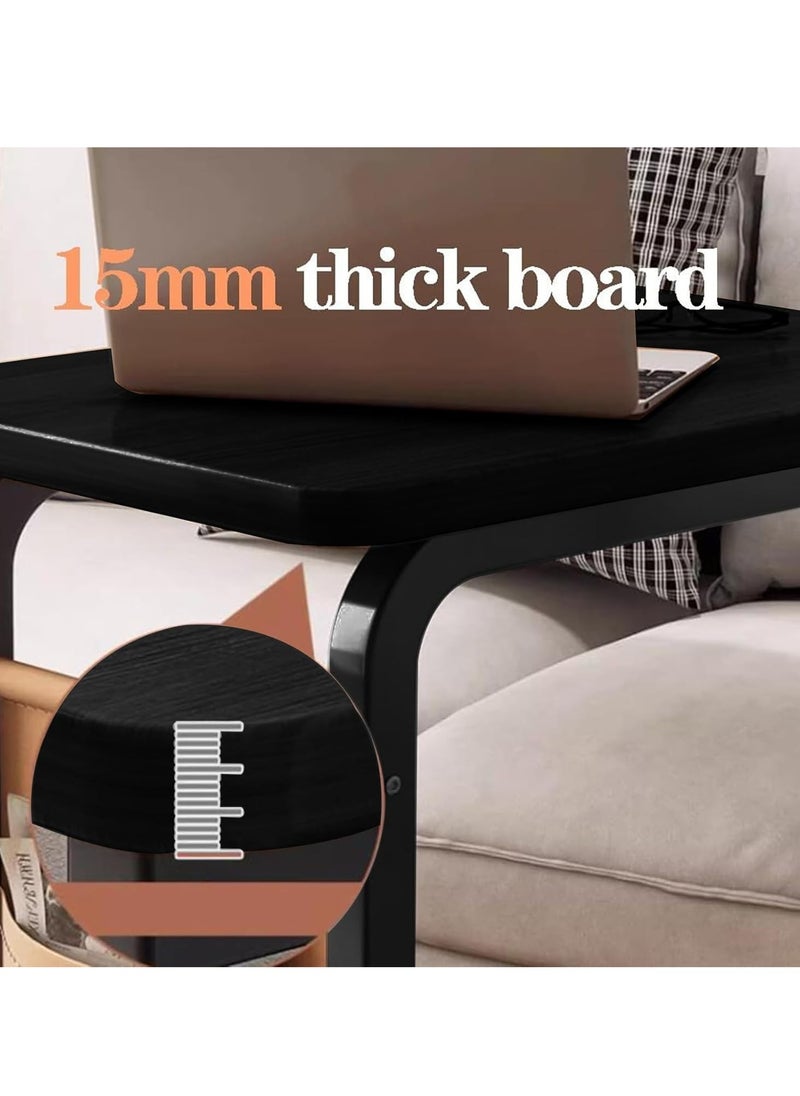 0TO1 TECH - C Shaped end Table, Coffee Table with Wheels, Snack Side Table Couch with Side, Pocket Bed Laptop Table Narrow End Table That Slide Under Sofa Table for Living Room and Small Spaces - Image 1