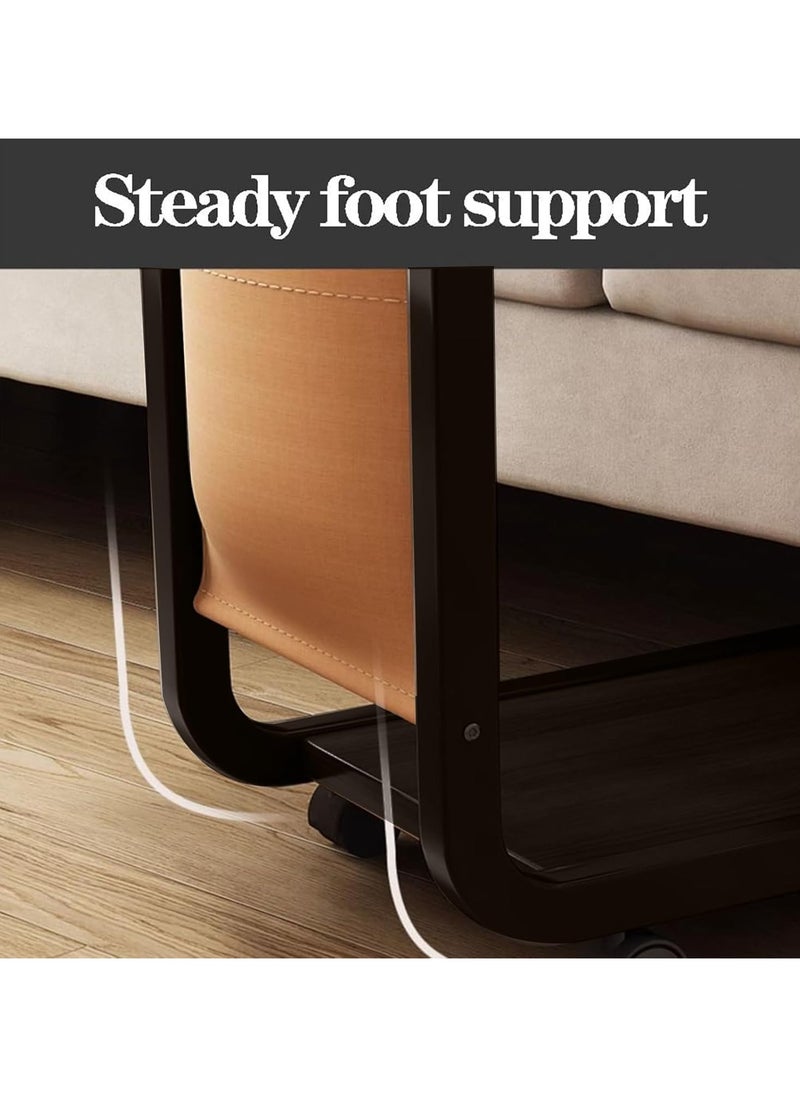 0TO1 TECH - C Shaped end Table, Coffee Table with Wheels, Snack Side Table Couch with Side, Pocket Bed Laptop Table Narrow End Table That Slide Under Sofa Table for Living Room and Small Spaces - Image 1