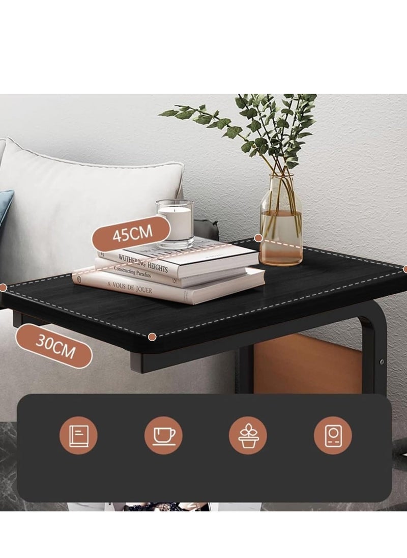 0TO1 TECH - C Shaped end Table, Coffee Table with Wheels, Snack Side Table Couch with Side, Pocket Bed Laptop Table Narrow End Table That Slide Under Sofa Table for Living Room and Small Spaces - Image 1